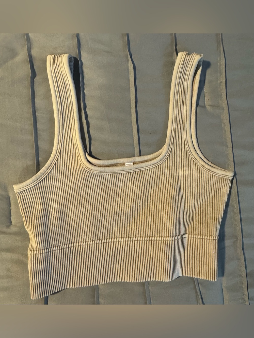 Zenana Outfitters Ribbed Tank Crop Top in Beige Cream